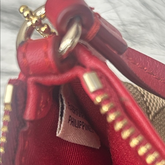 Coach Signature Brown and Red Wristlet - Picture 12 of 12